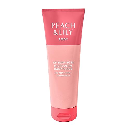 PEACH & LILY KP Bump Boss Microderm Body Scrub, 10% AHA (7% Glycolic Acid + 3% Lactic Acid): Smooth, Silky-Soft and Radiant Skin, Clean, Non-Toxic, Cruelty-Free, Hyaluronic Acid, Benefits of a Chemical Peel and Skin Softener, 8.11 fl oz