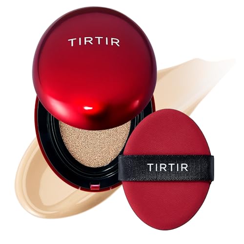 TIRTIR Mask Fit Red Cushion Foundation, Japan's No.1 Choice for Glass skin, Long-Lasting, Lightweight, Buildable Coverage, Semi-Matte, 21W Natural Ivory, 0.63 oz