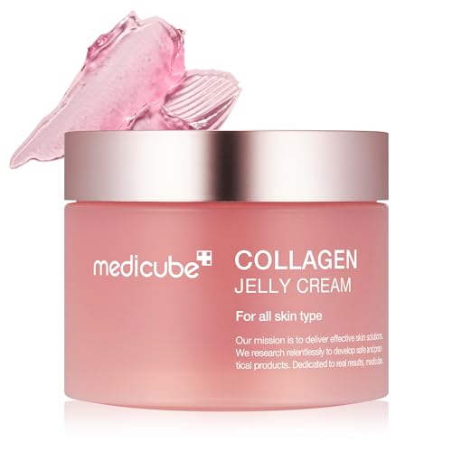 MEDICUBE Collagen Jelly Cream, Niacinamide and Freeze-Dried Hydrolyzed Collagen, Boosts Skin's Barrier Hydration and Gives 24 Hours Glow and Lifted Look, No Artificial Color, 3.71 fl oz