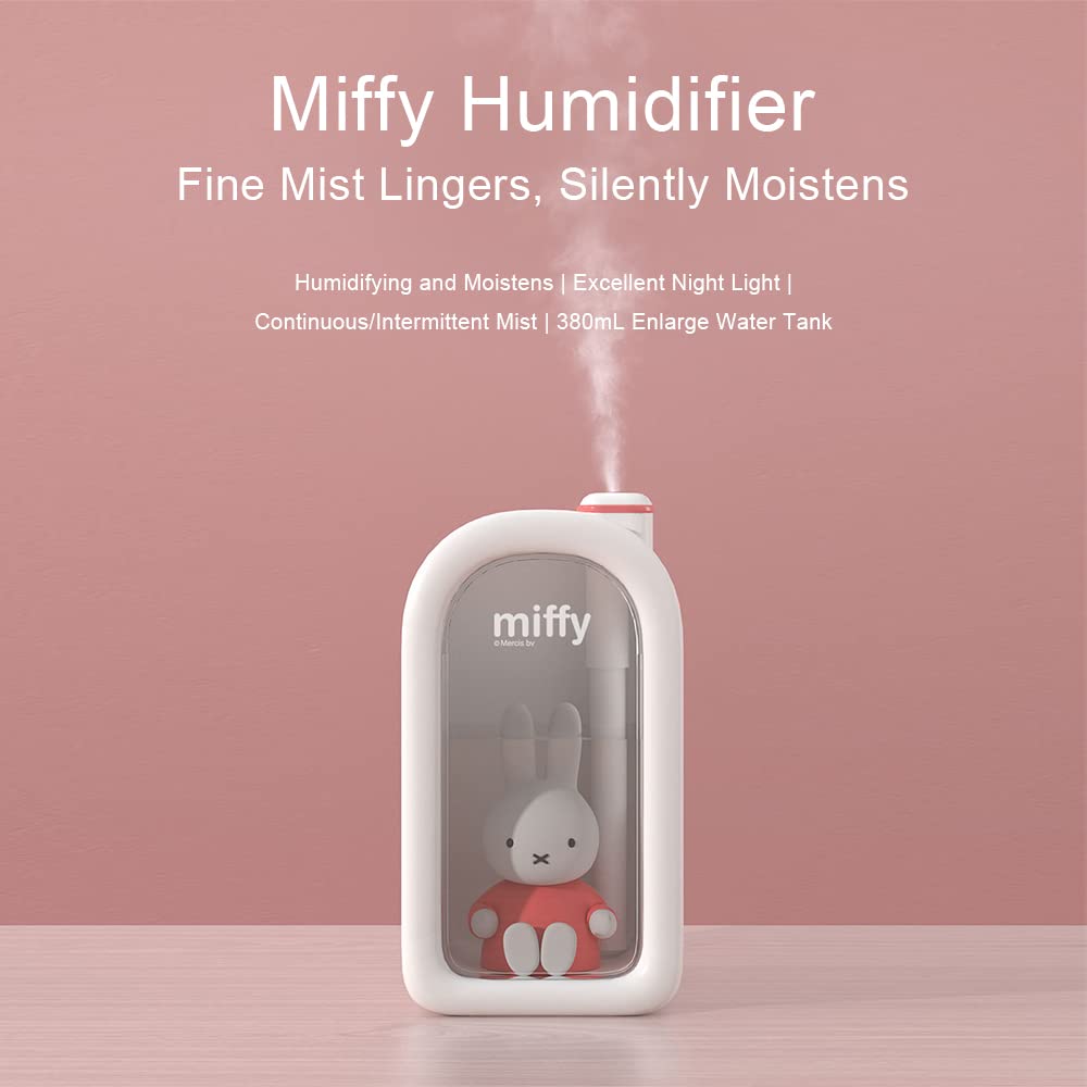 MIFFY Cool Mist Humidifier, Ultrasonic Quiet, Mini Cute Humidifier with Night Light, Humidifiers for Bedroom, Babies, Nursery, Office: Very Effective in Eliminating the Effects of Dry Air to Make Your Life More Comfortable, 380ml