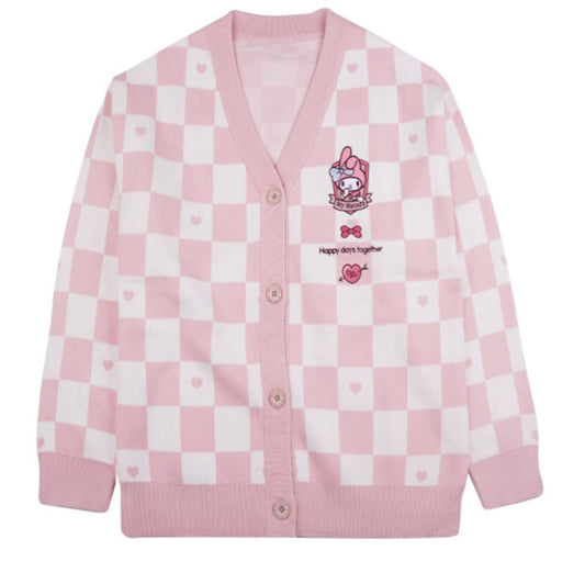 MY MELODY Cardigan Sweater, Kawaii JK Uniform, High-Quality Knitted Fabric, Won't Fade, Soft and Cozy Sweater