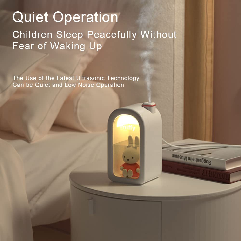 MIFFY Cool Mist Humidifier, Ultrasonic Quiet, Mini Cute Humidifier with Night Light for Bedroom, Babies, Nursery, Office: Humidifier in Your Bedroom will Allow You to Sleep and Breathe Better, Automatically Shuts Down, 380ml