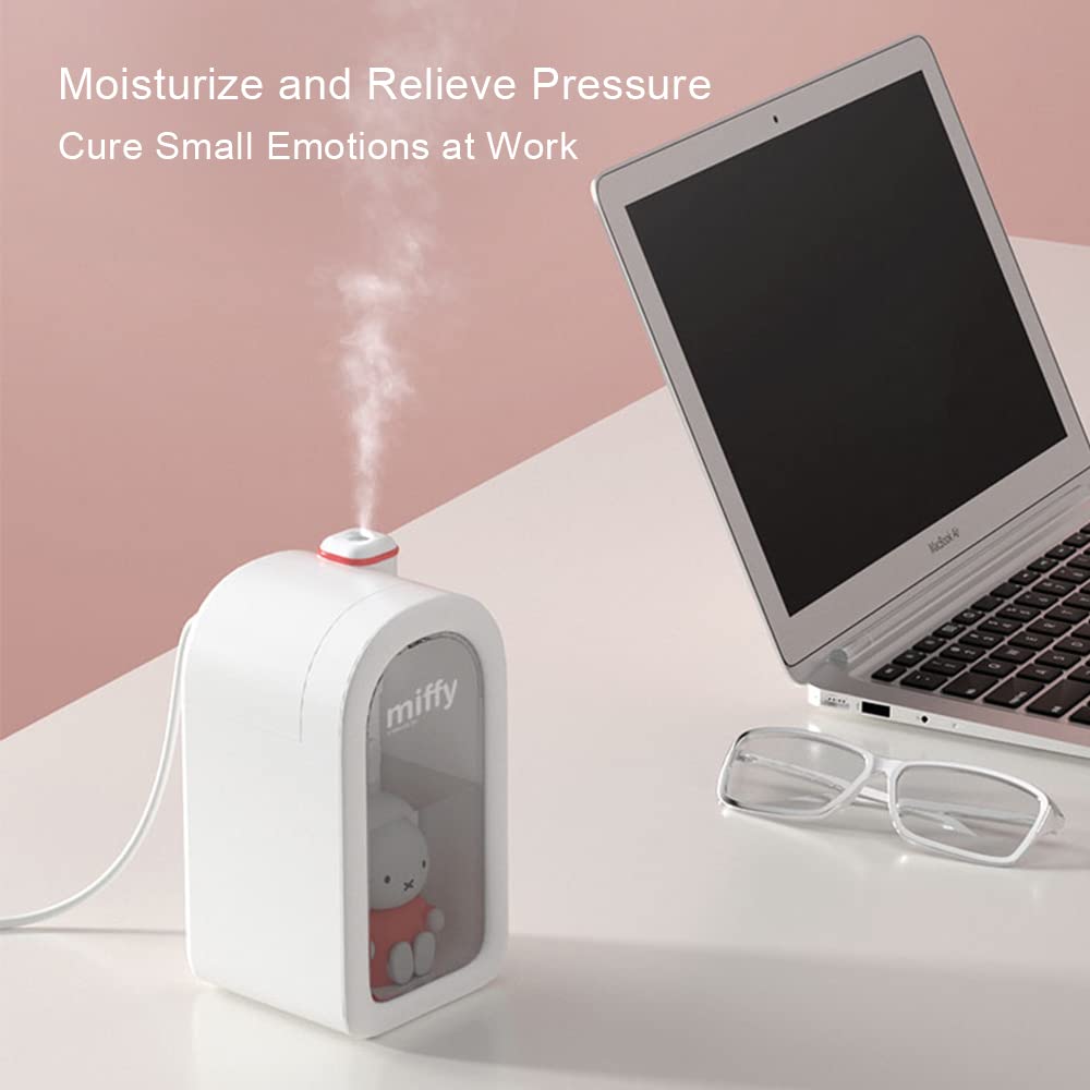 MIFFY Cool Mist Humidifier, Ultrasonic Quiet, Mini Cute Humidifier with Night Light, Humidifiers for Bedroom, Babies, Nursery, Office: Very Effective in Eliminating the Effects of Dry Air to Make Your Life More Comfortable, 380ml