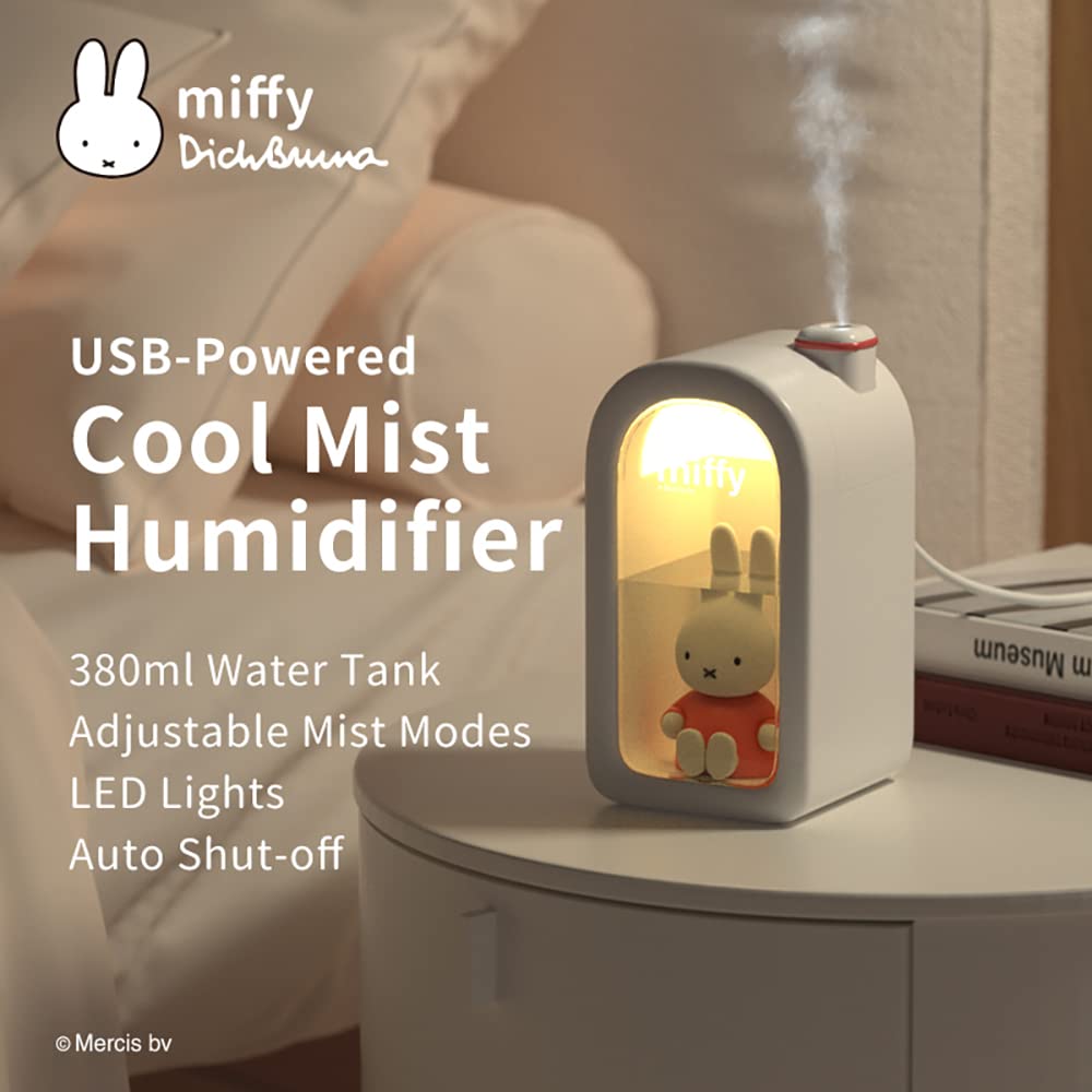 MIFFY Cool Mist Humidifier, Ultrasonic Quiet, Mini Cute Humidifier with Night Light for Bedroom, Babies, Nursery, Office: Humidifier in Your Bedroom will Allow You to Sleep and Breathe Better, Automatically Shuts Down, 380ml