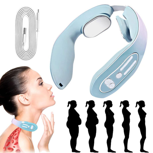 CELOSMO EMS Neck Acupoints, Lymphvity Massager Device, Electric Deep Tissue 3D Massage, USB Charge, 12 Modes Neck Lymphatic Massager for Women and Men, Reduces Fatigue and Promotes Blood Circulation (Blue)