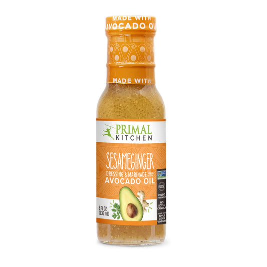 PRIMAL KITCHEN Sesame Ginger Vinaigrette, Marinade Salad Dressing with Avocado Oil, Paleo Friendly, Keto Certified, Versatile Sauce as Salad Dressing, Marinade, and Dipping Sauce, Made with Real Ingredients for Uncompromisingly Delicious Flavor, 8 oz