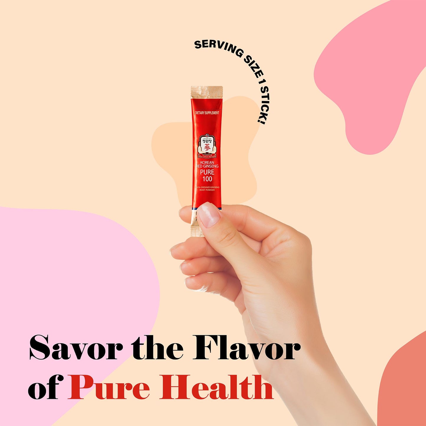 JUNG KWAN JANG Pure 100 Korean Red Ginseng Extract Powder Sticks, Extra Dose of Nutrients and Antioxidants to Supercharge Your Immune System, Delightful Boost of Healthiness Incorporated into Meals and Beverages, 28 Count