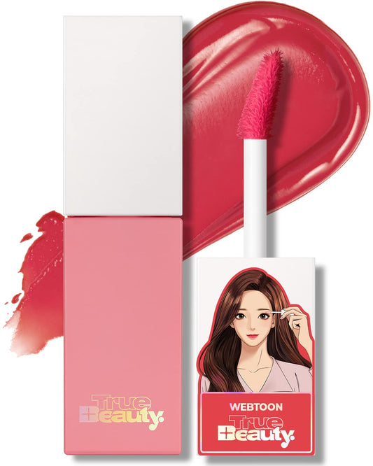 AMTS Webtoon "True Beauty" 01 Some Love, Pink Lip Tint Stain, High Pigment Liquid Waterful Shine Non-Sticky Long-Wearing Long-Lasting, True Beauty, Cute Pink Makeup, Intense Color with Matte Finish, Full of Moisture