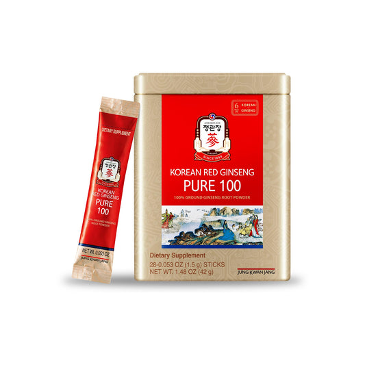 JUNG KWAN JANG Pure 100 Korean Red Ginseng Extract Powder Sticks, Extra Dose of Nutrients and Antioxidants to Supercharge Your Immune System, Delightful Boost of Healthiness Incorporated into Meals and Beverages, 28 Count