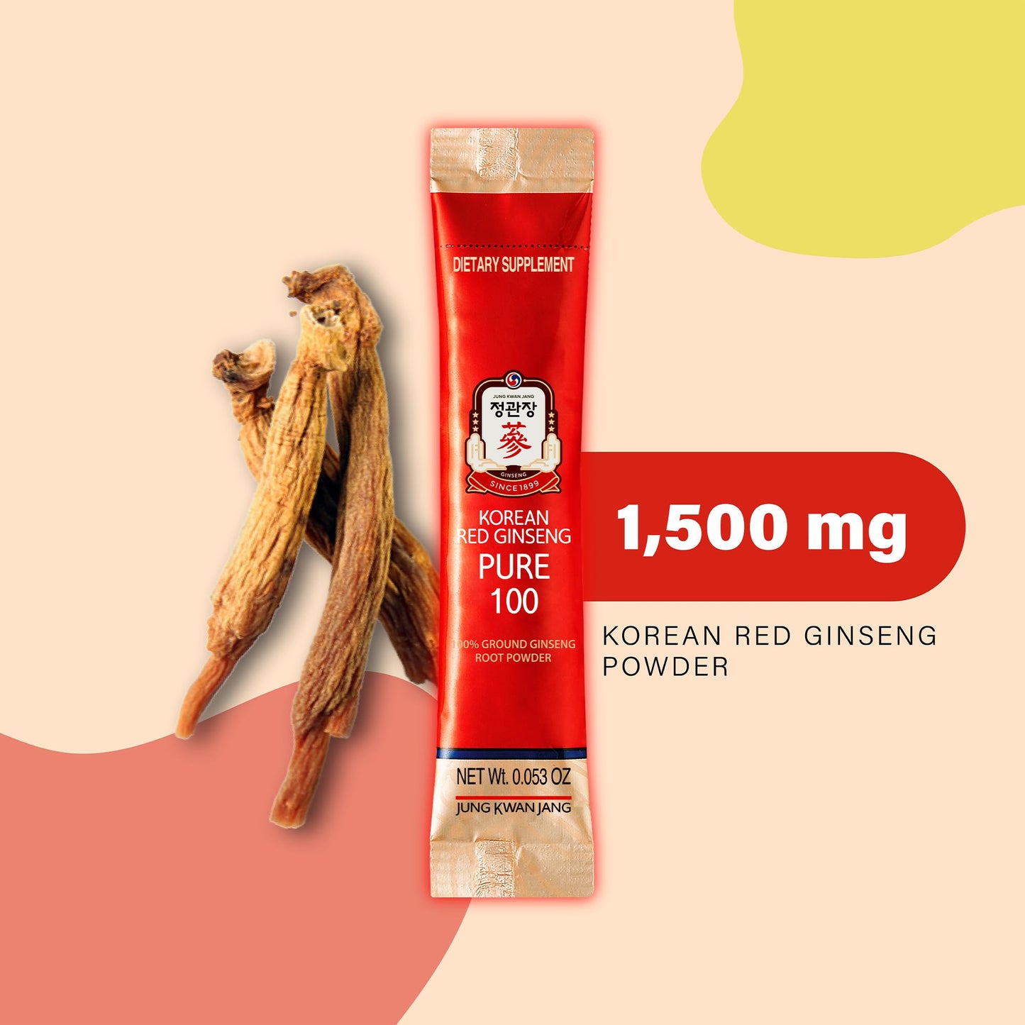 JUNG KWAN JANG Pure 100 Korean Red Ginseng Extract Powder Sticks, Extra Dose of Nutrients and Antioxidants to Supercharge Your Immune System, Delightful Boost of Healthiness Incorporated into Meals and Beverages, 28 Count