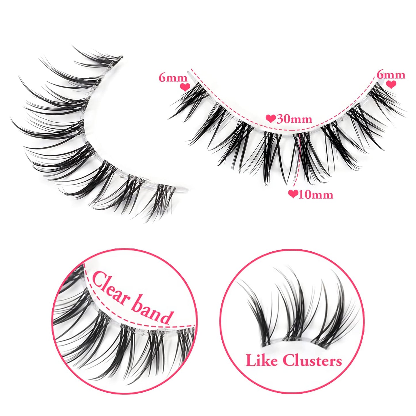 MANGA LASHES Natural Look, Japanese Anime Lashes, Asian Wispy Spiky Lashes with Clear Band, Short Fake Eyelash, Closest to Natural Eyelashes and Reusable, Natural Length and Natural Curl, 10 Pairs Pack by OUTOPEN