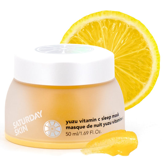 SATURDAY SKIN Yuzu Vitamin C Sleep Overnight Face Mask: Retinol and Niacinamide, Blend of Ingredients Brighten and Moisturize, Enhancing Youthfulness of Skin, Reduces Wrinkles, Smooth Skin, Waking up with Radiant Complexion, 50 ml, 1.69 fl oz