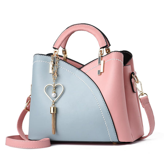 XIAOYU Small Purses and Handbags for Women, Fashion Crossbody Leather Bag, Lightweight, Girls Shoulder Bag, Top Handle Satchel Purse, 3 Main Pockets (Light Blue/Pink)