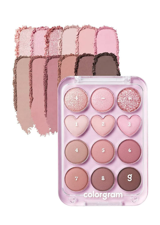 COLORGRAM Pin Point Eyeshadow Palette, 02 Pink+Mauve= Eyeshadow Palette for Daily makeup, Ultra-Blendable, Matte, Glitter, Shimmer Shades, Long Wearing and Smudge-Proof Eyeshadow, Glides on Effortlessly, Lasts All Day, Vibrant, 2.89 oz