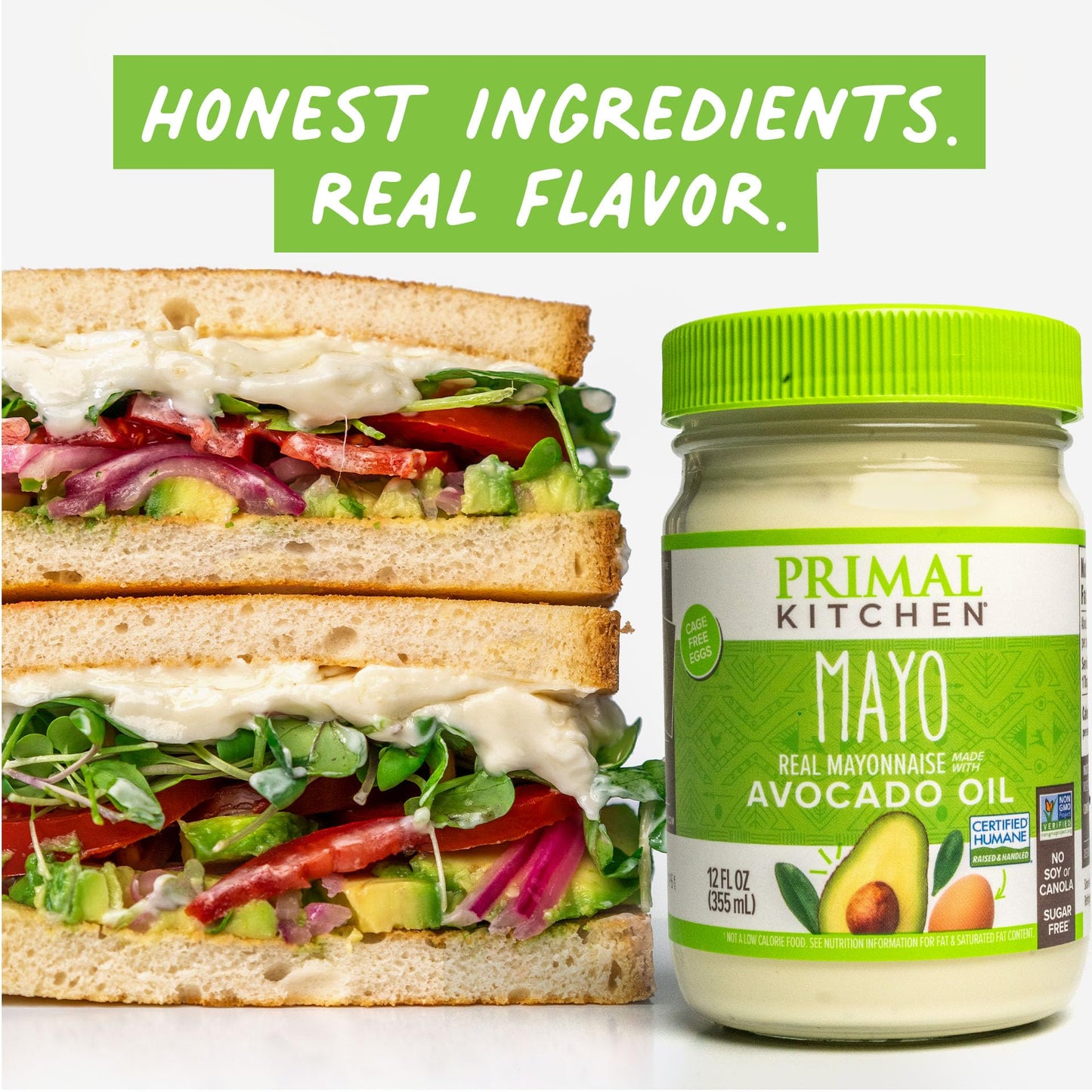 PRIMAL KITCHEN Mayo Made with Avocado Oil and Cage-Free Eggs, Variety Two Pack, Original & Garlic Aioli: Zesty Lemon and Flavorful Garlic Notes of Garlic Aioli, Elevate Everything, 12 oz, Pack of 2