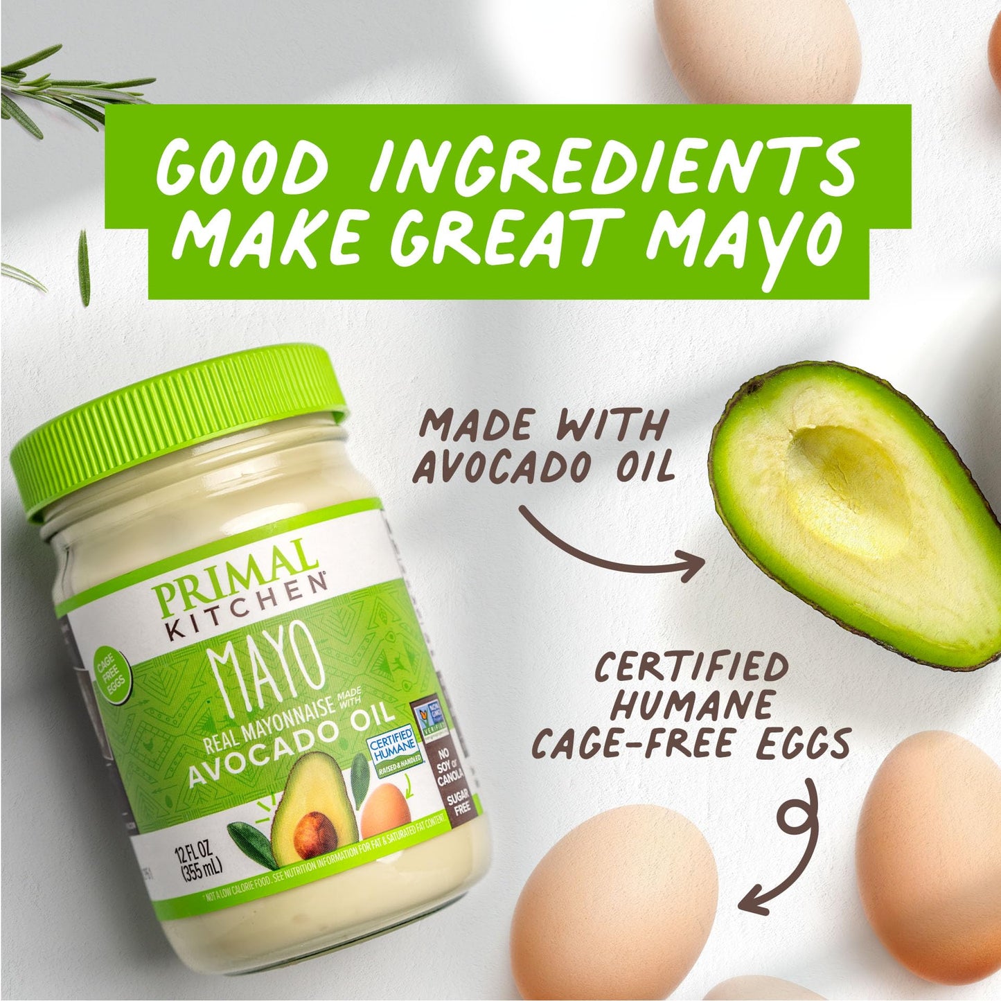 PRIMAL KITCHEN Mayo Made with Avocado Oil and Cage-Free Eggs, Variety Two Pack, Original & Garlic Aioli: Zesty Lemon and Flavorful Garlic Notes of Garlic Aioli, Elevate Everything, 12 oz, Pack of 2